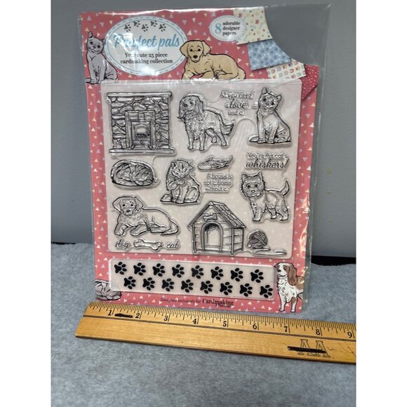 Pawfect Pals Cardmaking Collection with 11 Designer Stamps & Paw Embossing Borde - Picture 5 of 6